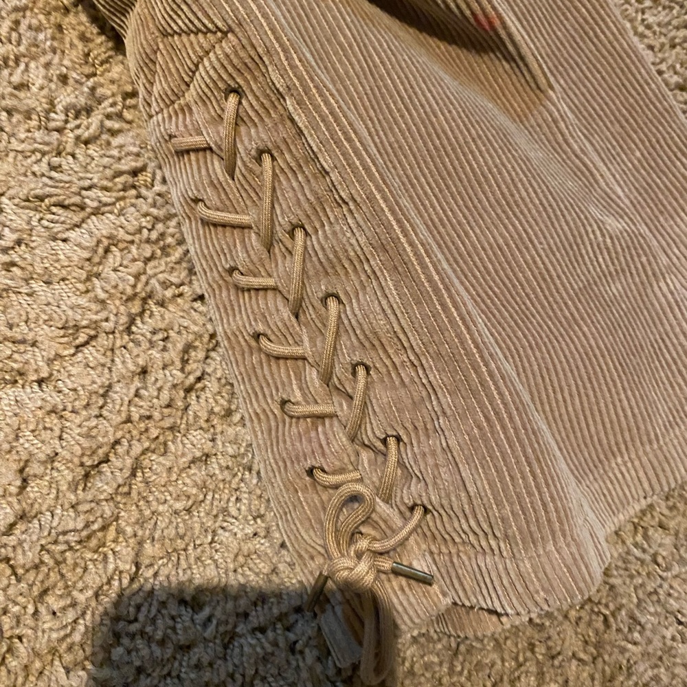 Ralph Lauren Khaki Corduroy Pants, Knee Patches, Drawstring Leg Detail Size 8 - Picture 4 of 10